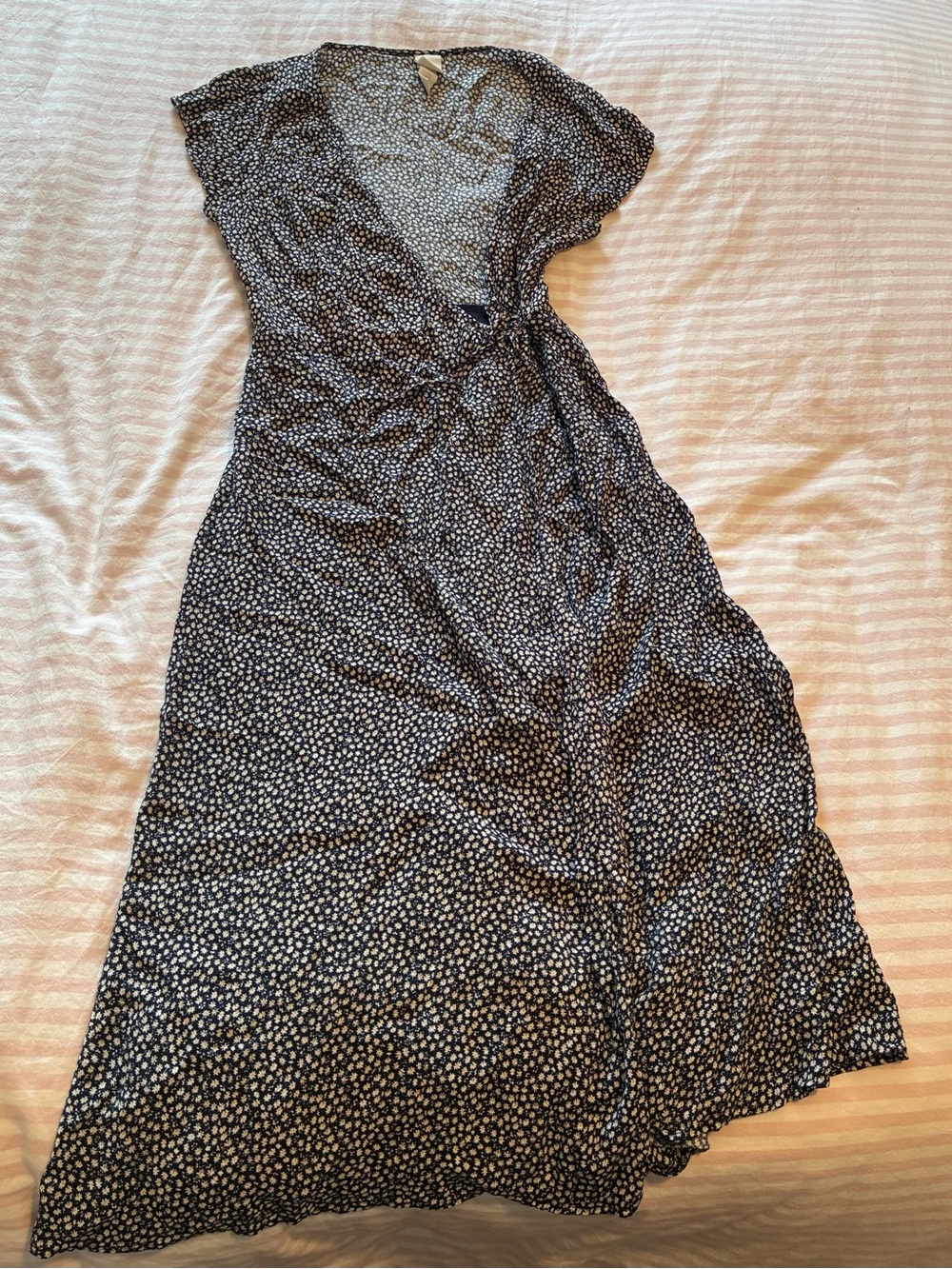 H&M Black and White Dot Wrap Midi Dress